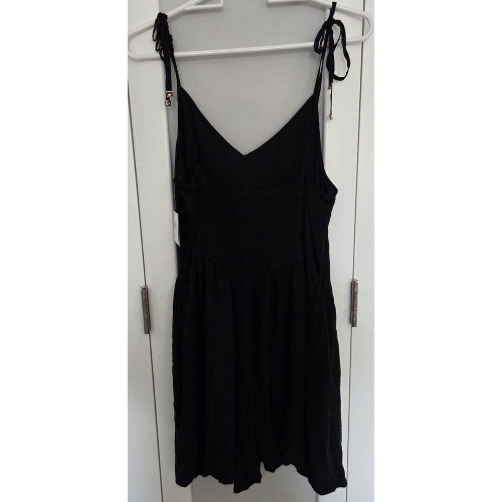 Kate Spade Black Romper | Tie Strap | Smocked Back | Size M | Pockets | NWT - Picture 3 of 11